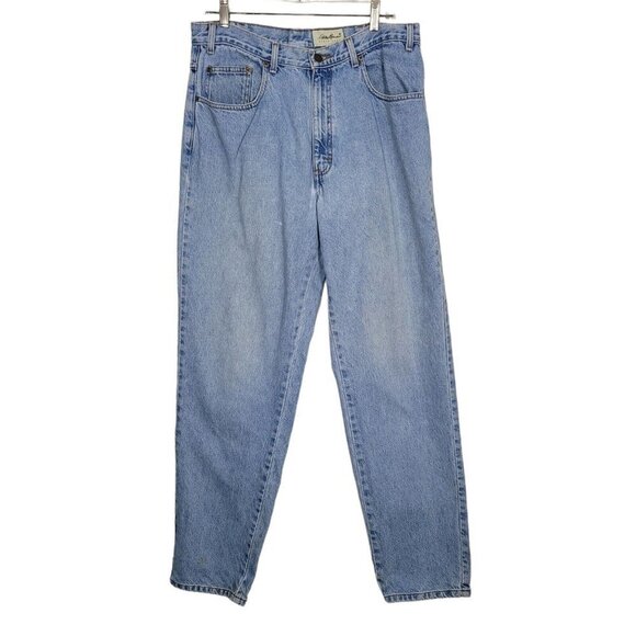Vintage Eddie Bauer Jeans Men Sz 36L Light Wash Chore Work Relaxed Fit Mature - Picture 1 of 12